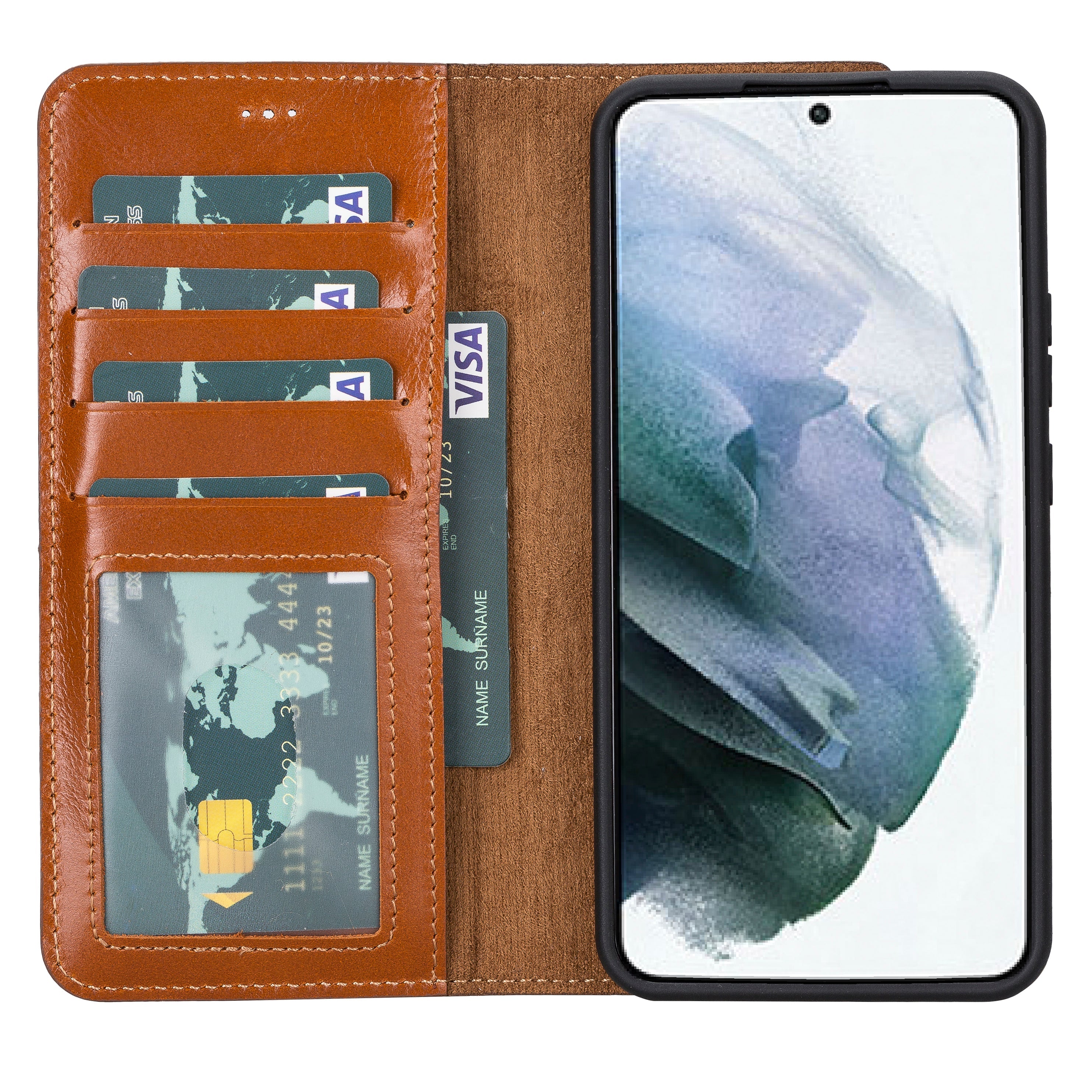 Samsung S23 Serie Abnehmbare Magic Wallet-Hülle aus Leder