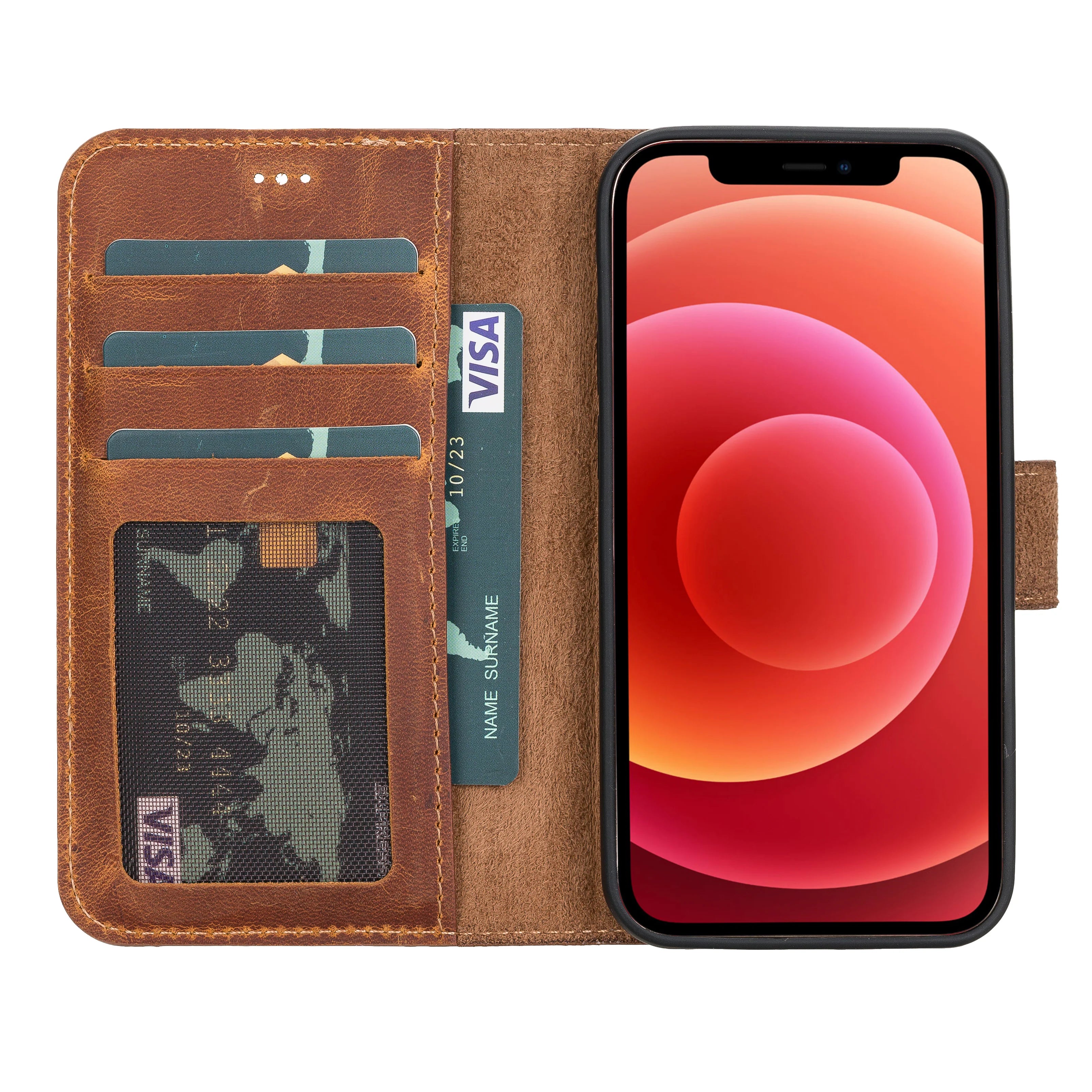 Liluri iPhone 12 Mini abnehmbare Leder-Geldbörsenhülle