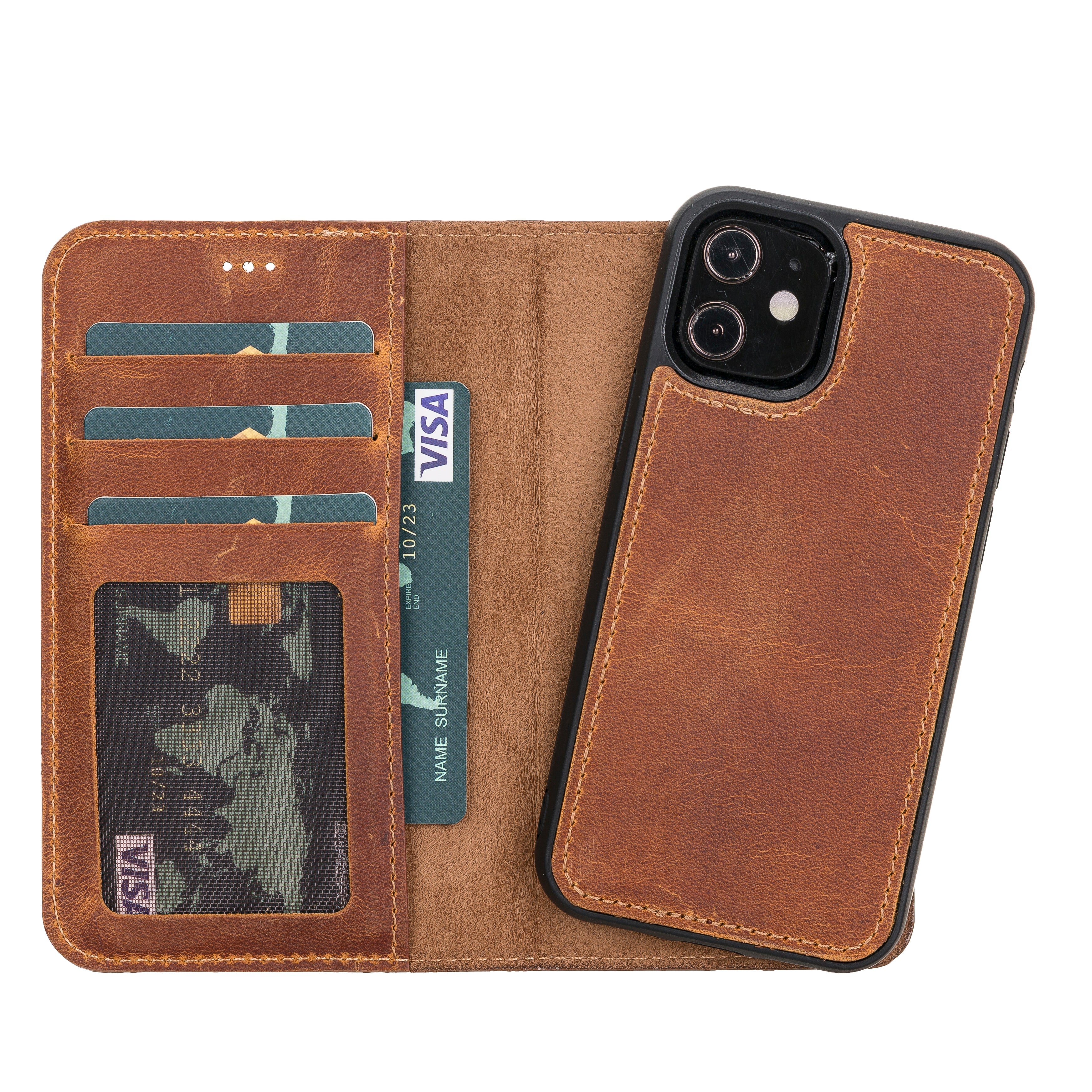Liluri iPhone 12 Mini abnehmbare Leder-Geldbörsenhülle