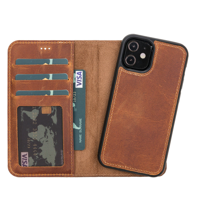 Liluri iPhone 12 Mini abnehmbare Leder-Geldbörsenhülle