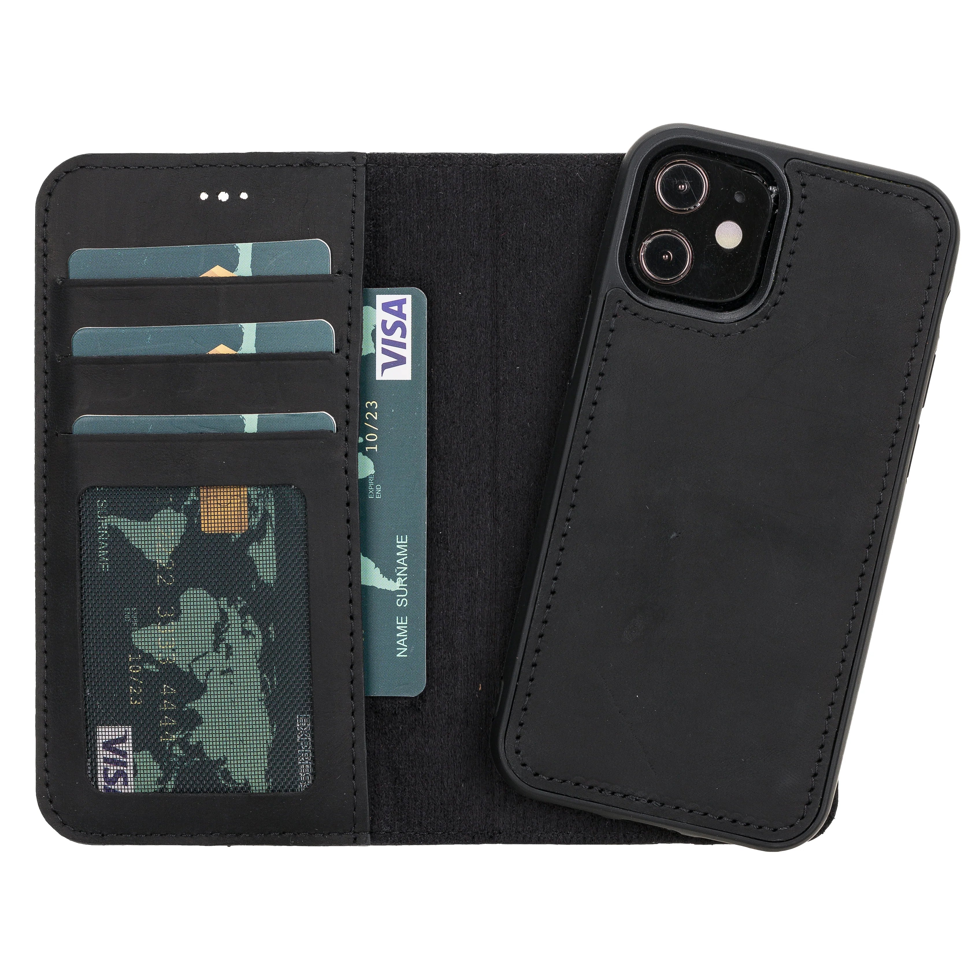 Liluri iPhone 12 Mini abnehmbare Leder-Geldbörsenhülle