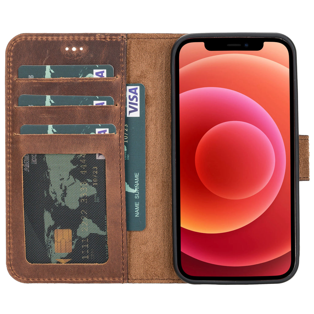 Liluri iPhone 12 Mini abnehmbare Leder-Geldbörsenhülle