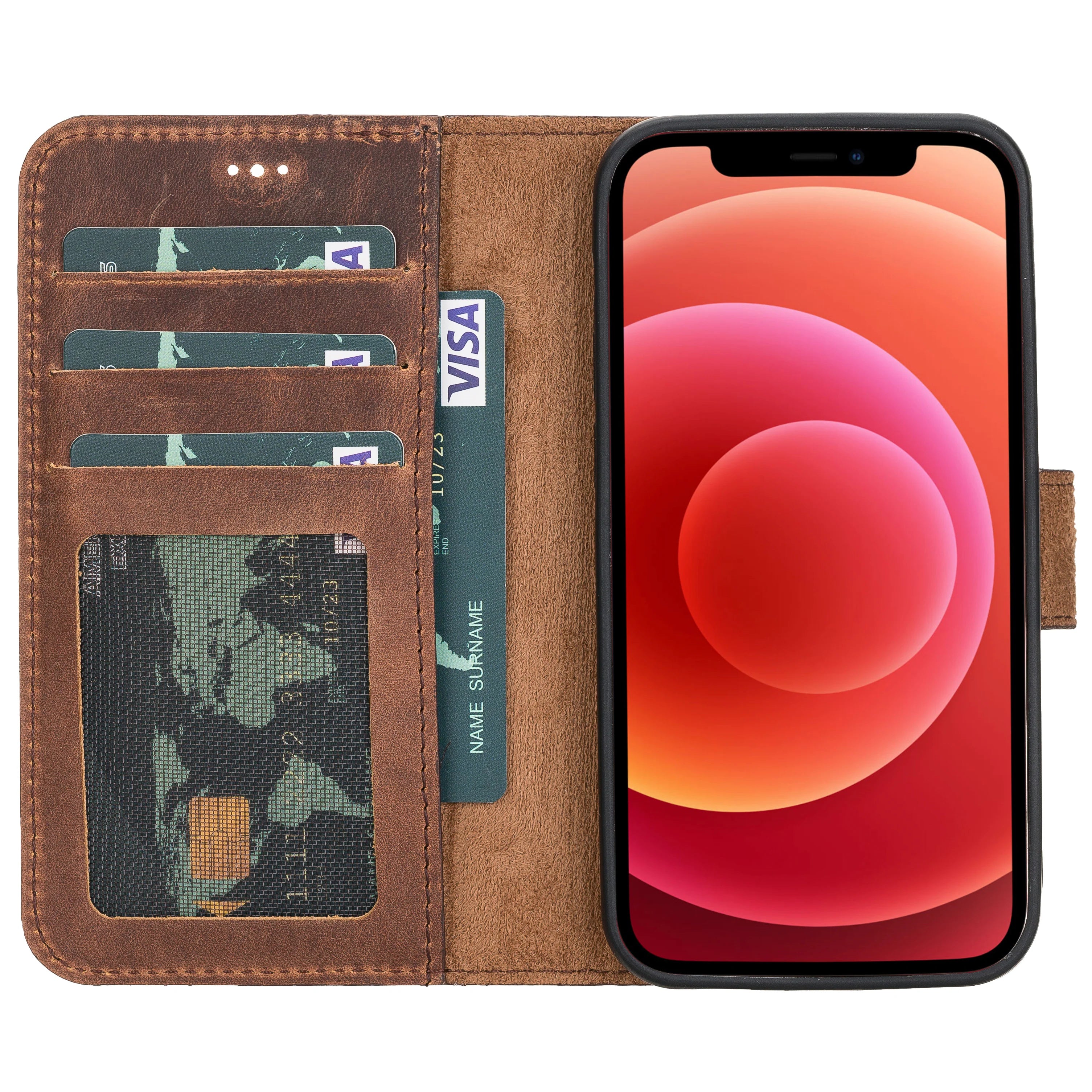 Liluri iPhone 12 Mini abnehmbare Leder-Geldbörsenhülle
