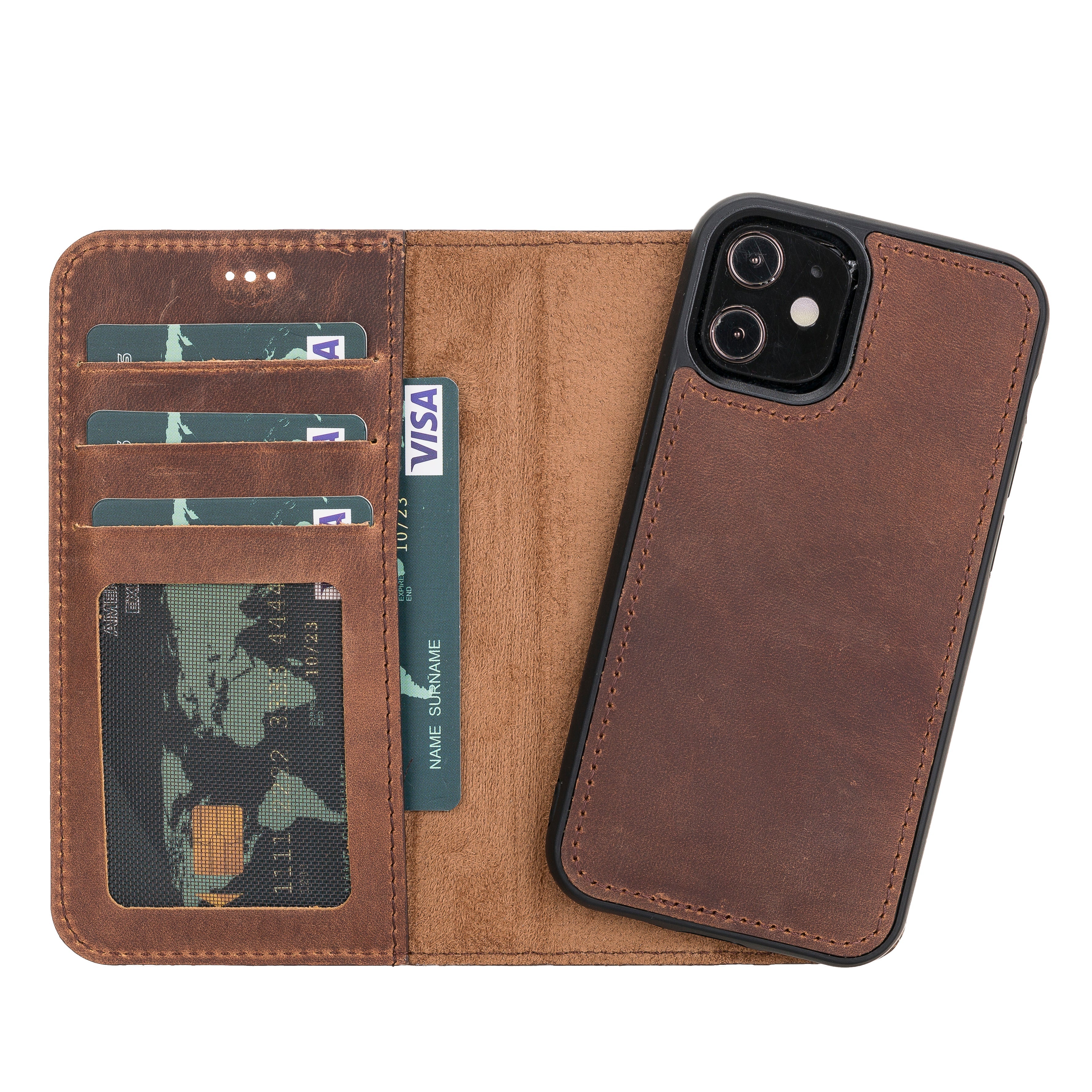 Liluri iPhone 12 Mini abnehmbare Leder-Geldbörsenhülle