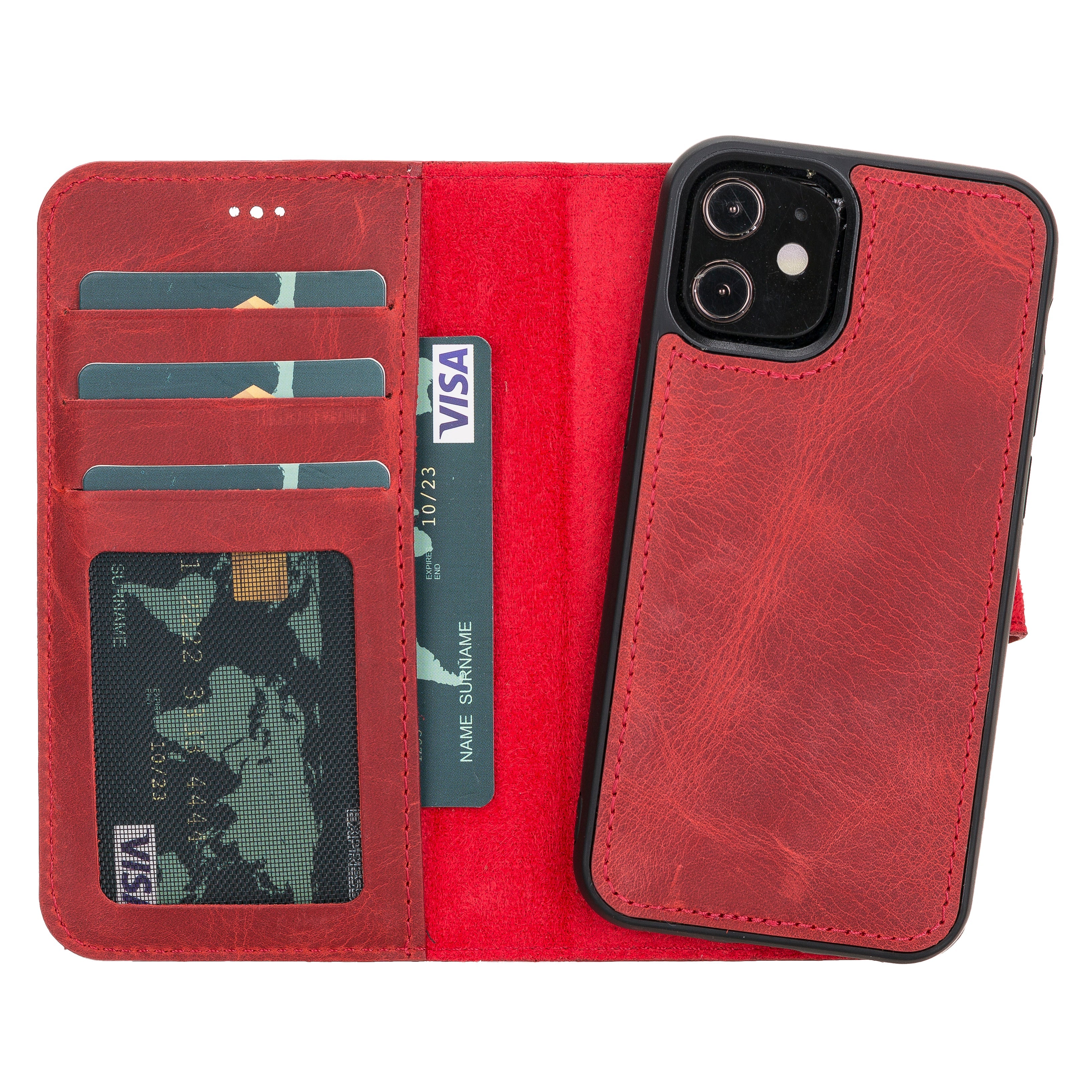 Liluri iPhone 12 Mini abnehmbare Leder-Geldbörsenhülle