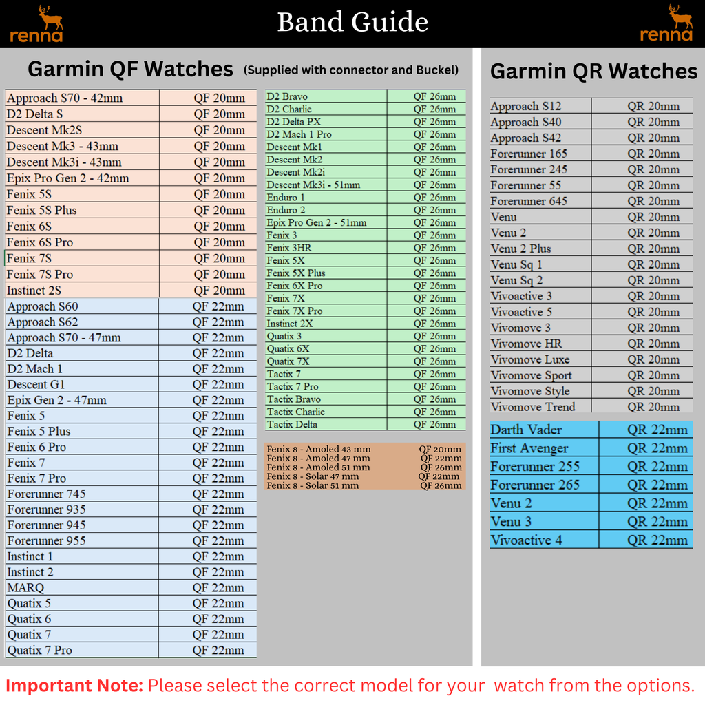 Classic Leather Bands for All Garmin Smart Watches