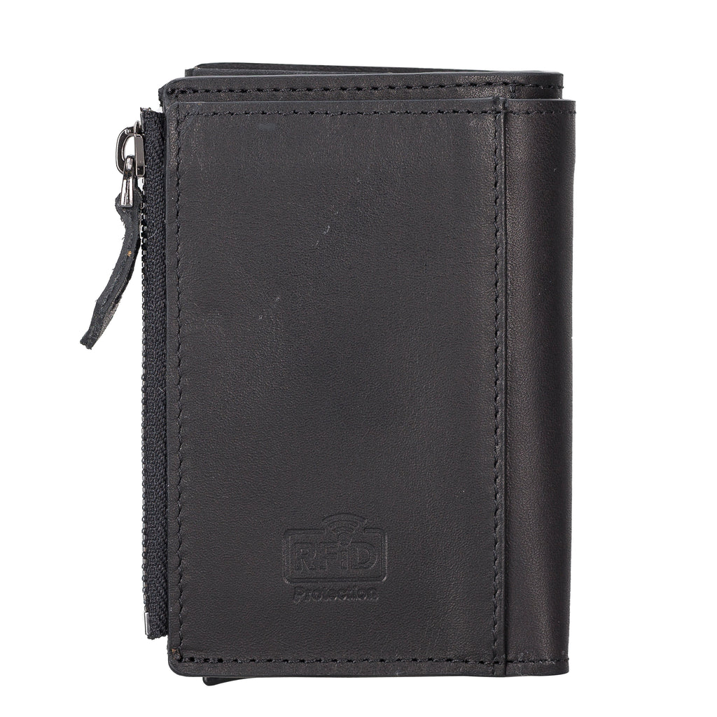 Leather Pop-Up Card Holder Wallet with RFID Protection