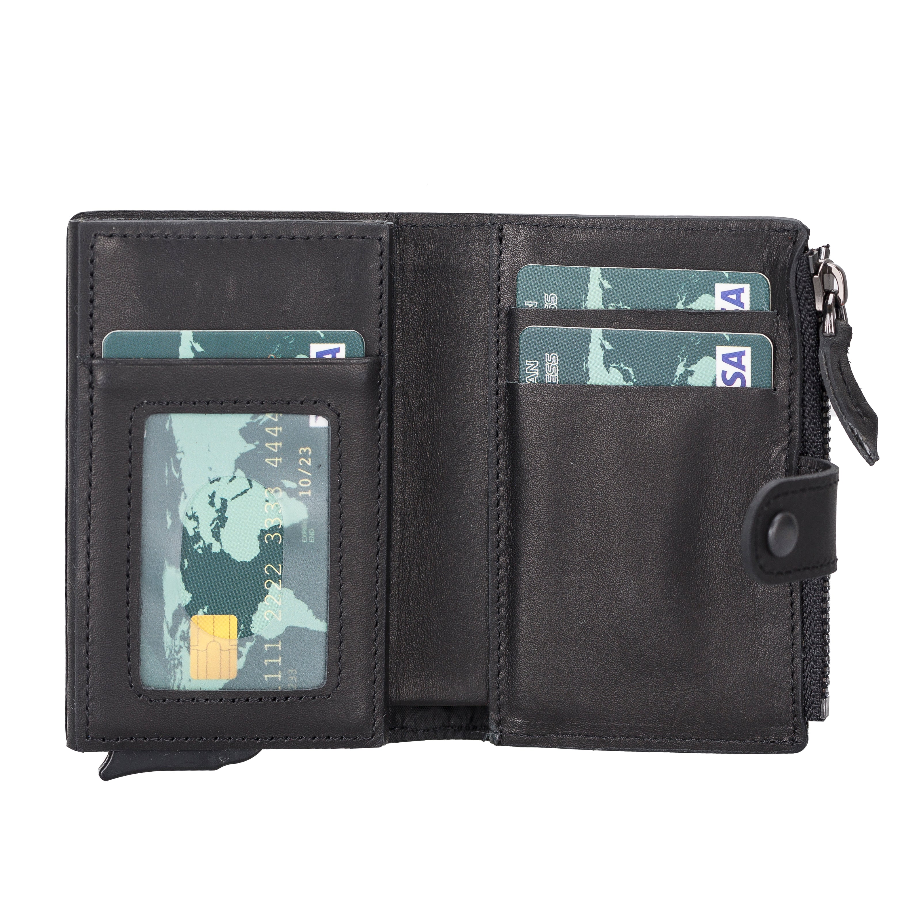 Leather Pop-Up Card Holder Wallet