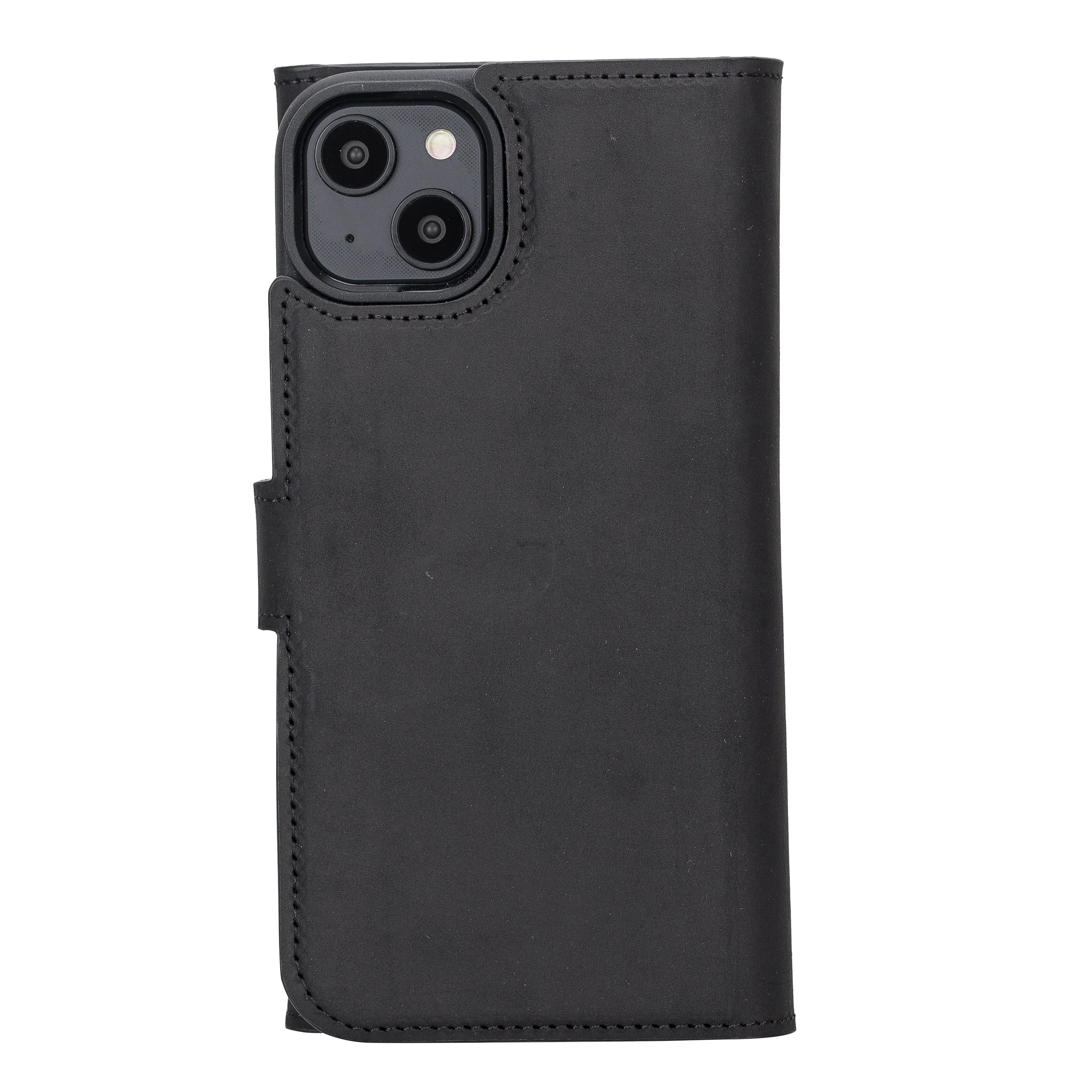 Weihnachtsmann iPhone 14 Plus Leder-Brieftaschenhülle mit abnehmbarem Verschluss