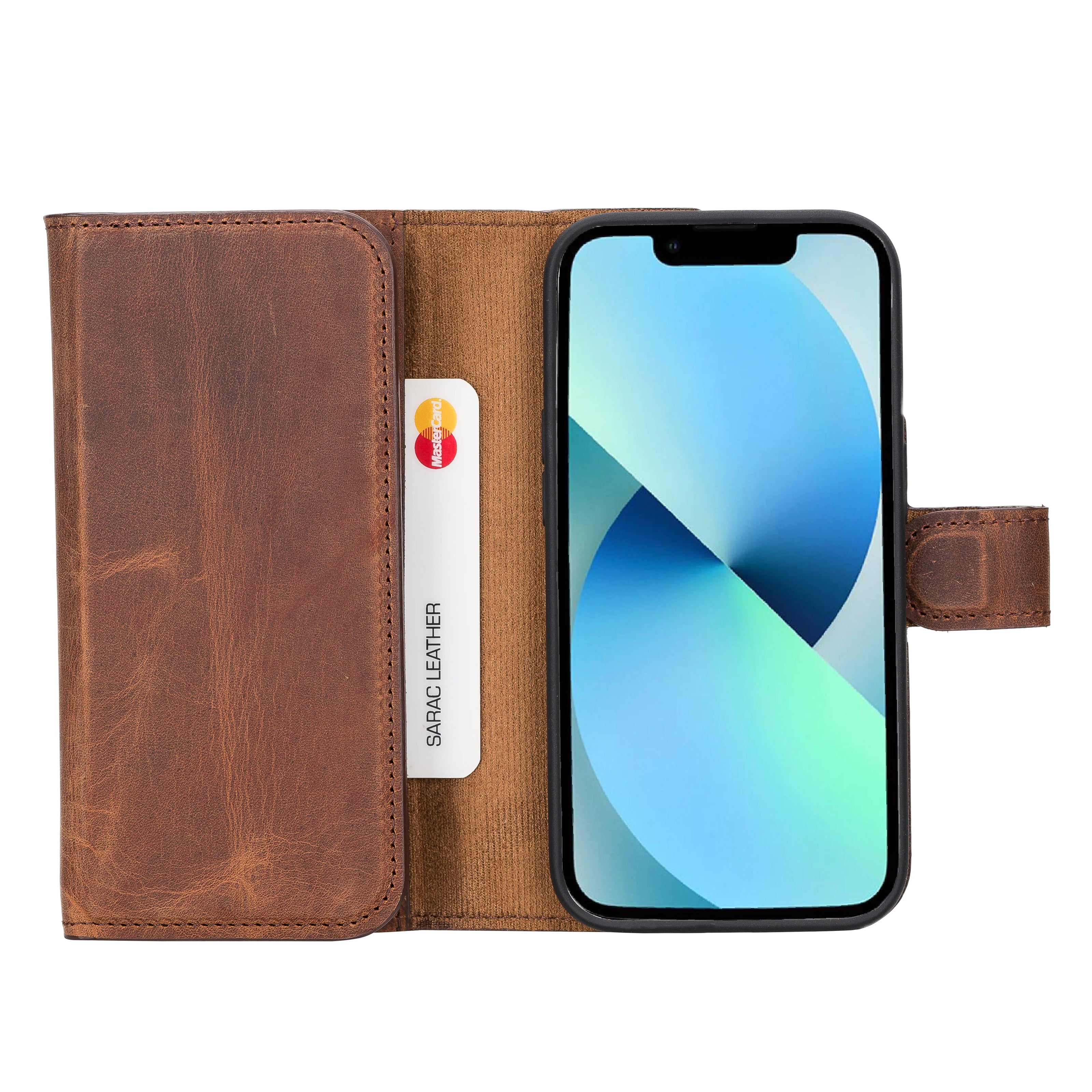 Weihnachtsmann iPhone 14 Pro Leder-Abnehmbare Brieftaschenhülle