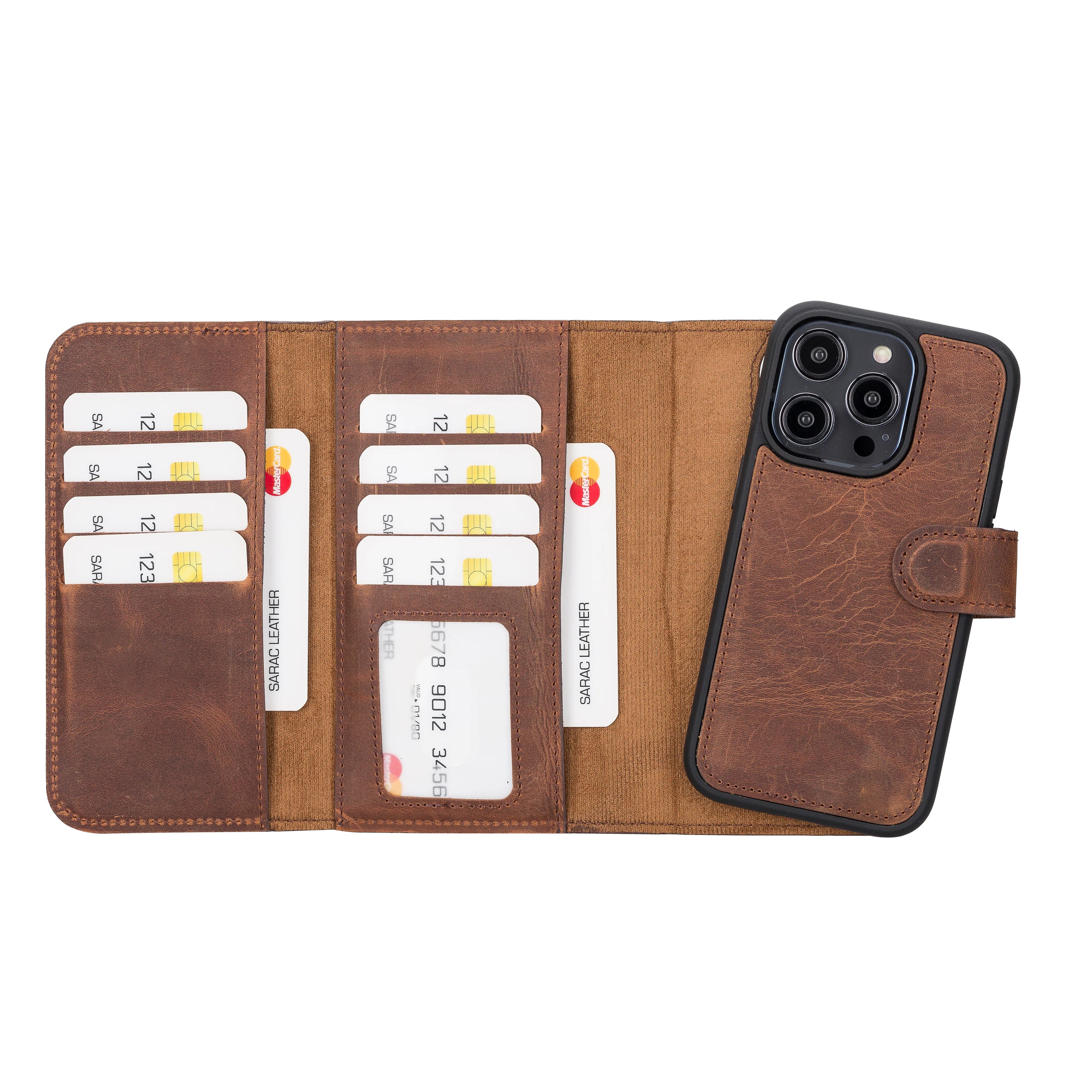 Weihnachtsmann iPhone 14 Pro Leder-Abnehmbare Brieftaschenhülle