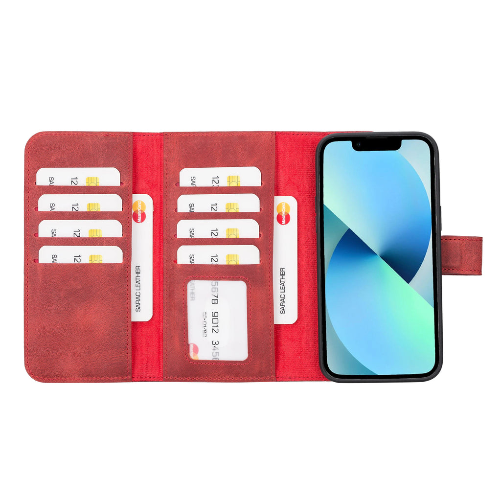 Weihnachtsmann iPhone 14 Pro Max Leder-Brieftaschenhülle mit abnehmbarem Portemonnaie