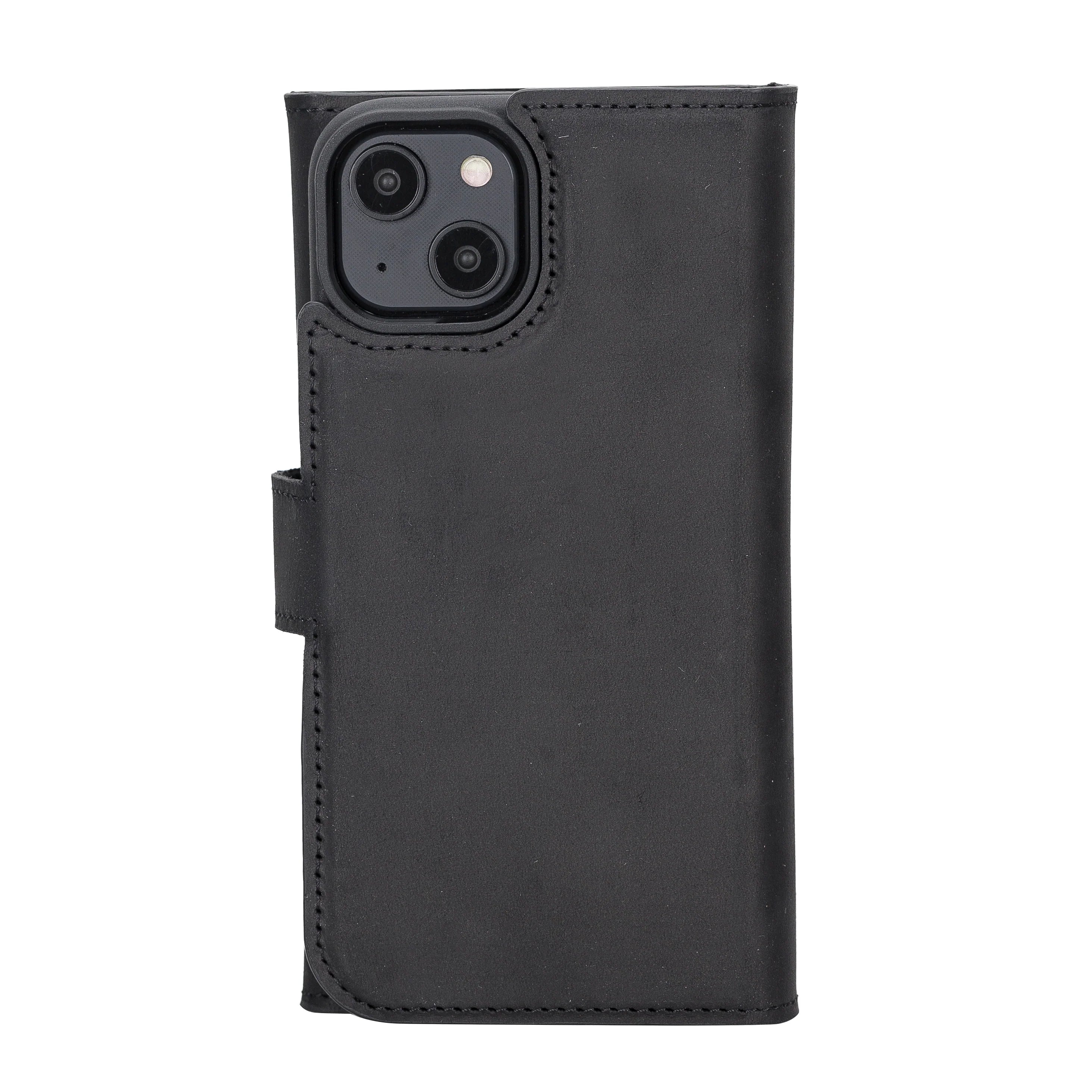 Weihnachtsmann iPhone 14 Leder-Brieftaschenhülle mit abnehmbarem Portemonnaie