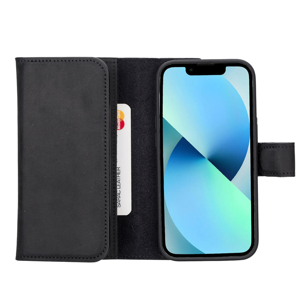 Weihnachtsmann iPhone 14 Pro Leder-Abnehmbare Brieftaschenhülle