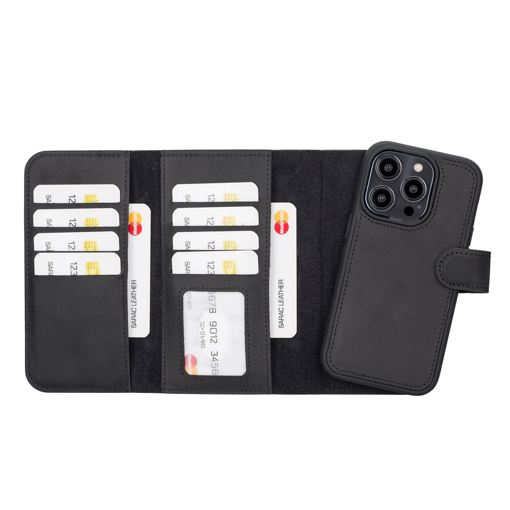Weihnachtsmann iPhone 14 Pro Leder-Abnehmbare Brieftaschenhülle