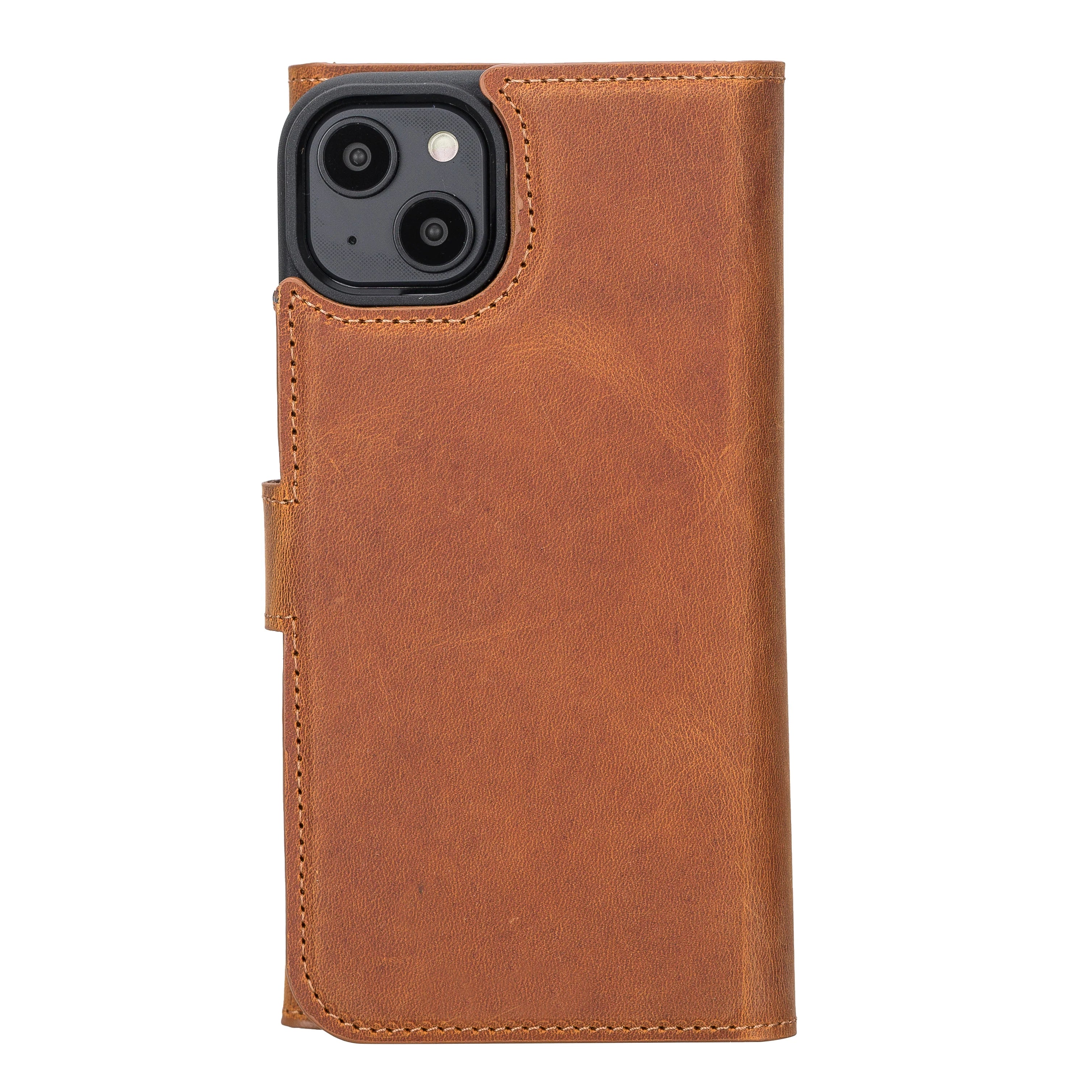 Weihnachtsmann iPhone 14 Plus Leder-Brieftaschenhülle mit abnehmbarem Verschluss
