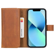 Weihnachtsmann iPhone 14 Plus Leder-Brieftaschenhülle mit abnehmbarem Verschluss