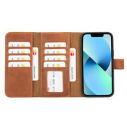 Weihnachtsmann iPhone 14 Plus Leder-Brieftaschenhülle mit abnehmbarem Verschluss