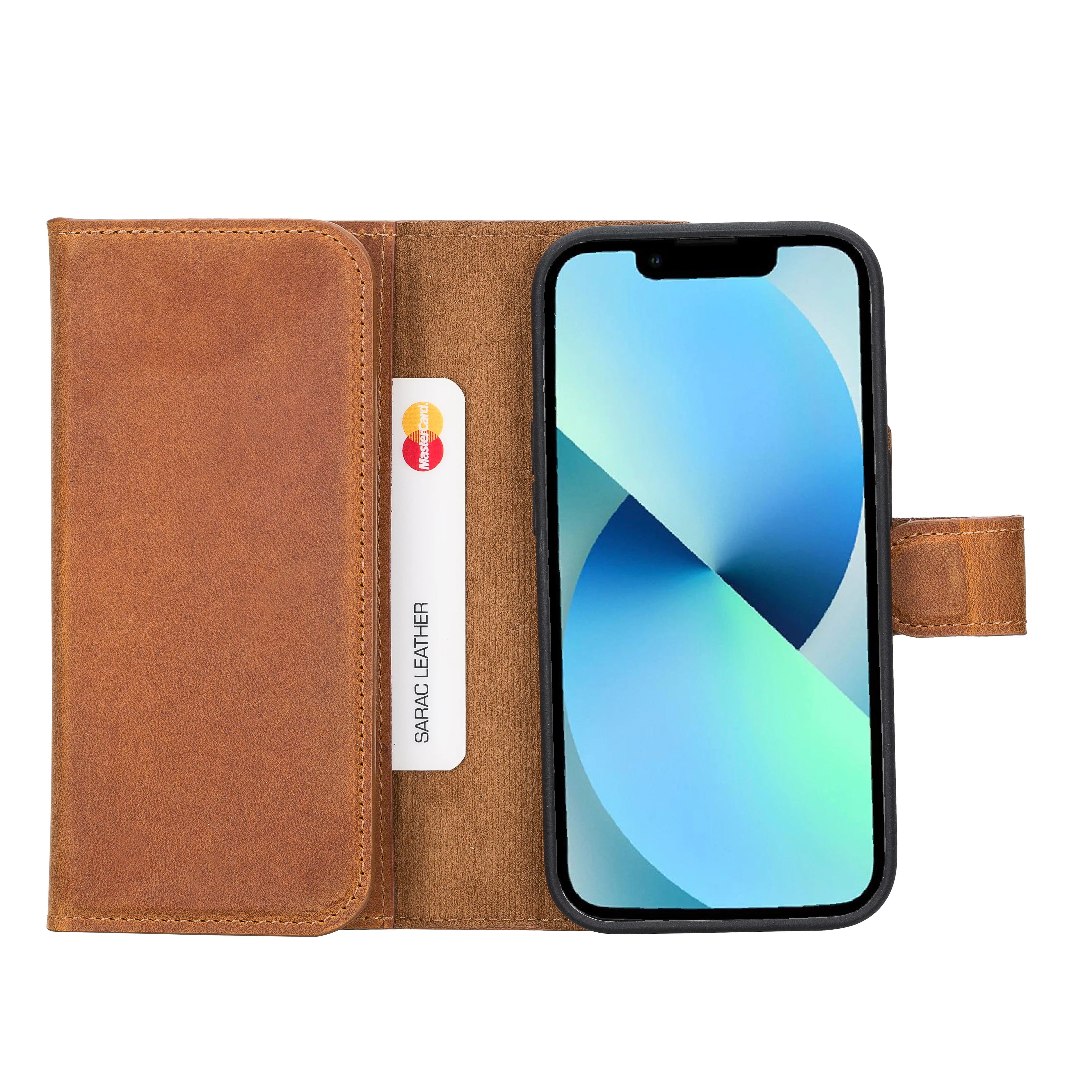 Weihnachtsmann iPhone 14 Pro Leder-Abnehmbare Brieftaschenhülle