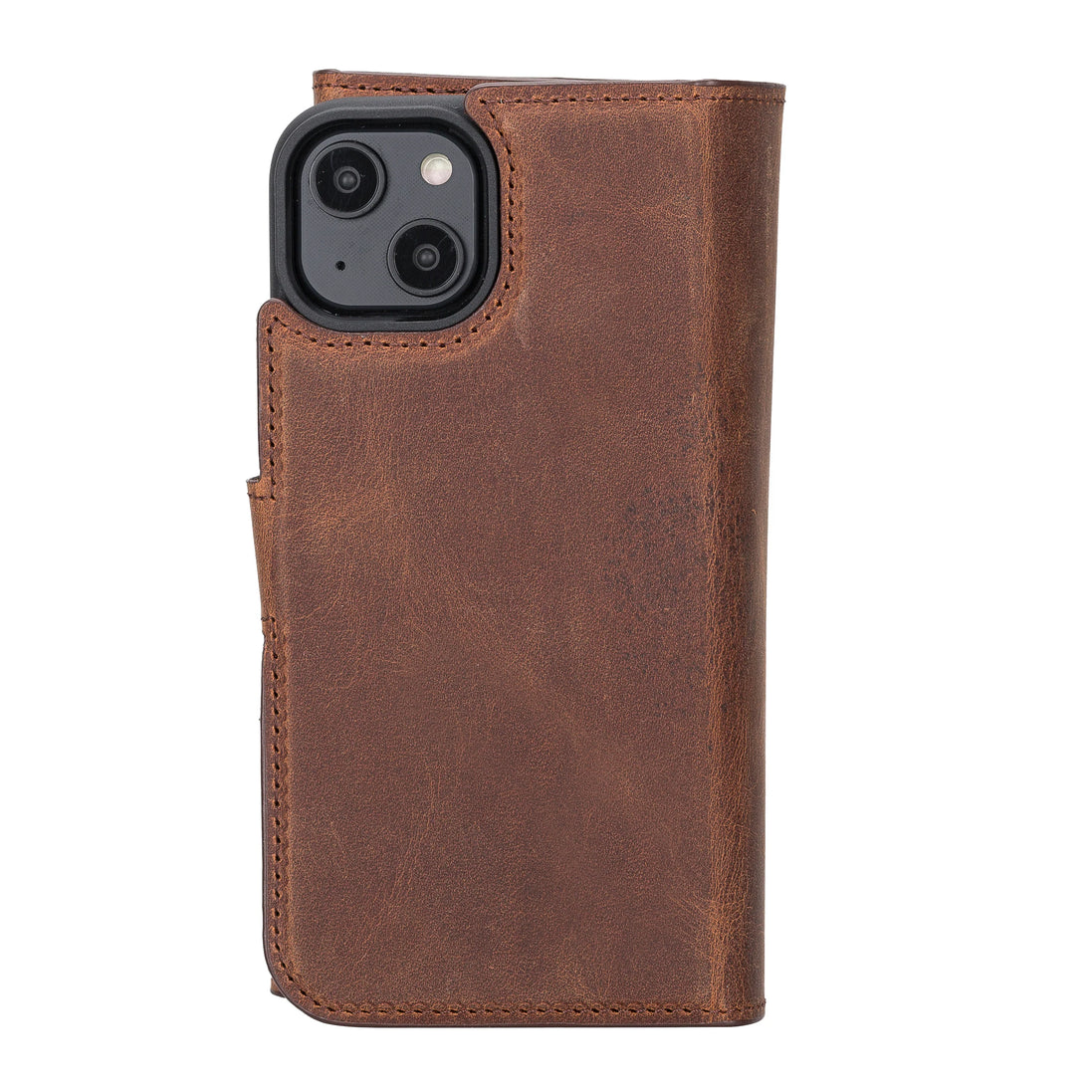 Weihnachtsmann iPhone 14 Leder-Brieftaschenhülle mit abnehmbarem Portemonnaie