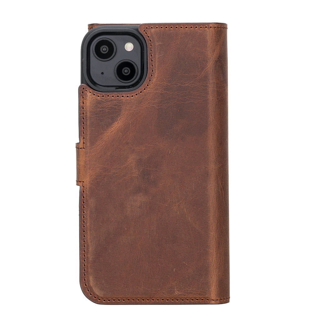 Weihnachtsmann iPhone 14 Plus Leder-Brieftaschenhülle mit abnehmbarem Verschluss