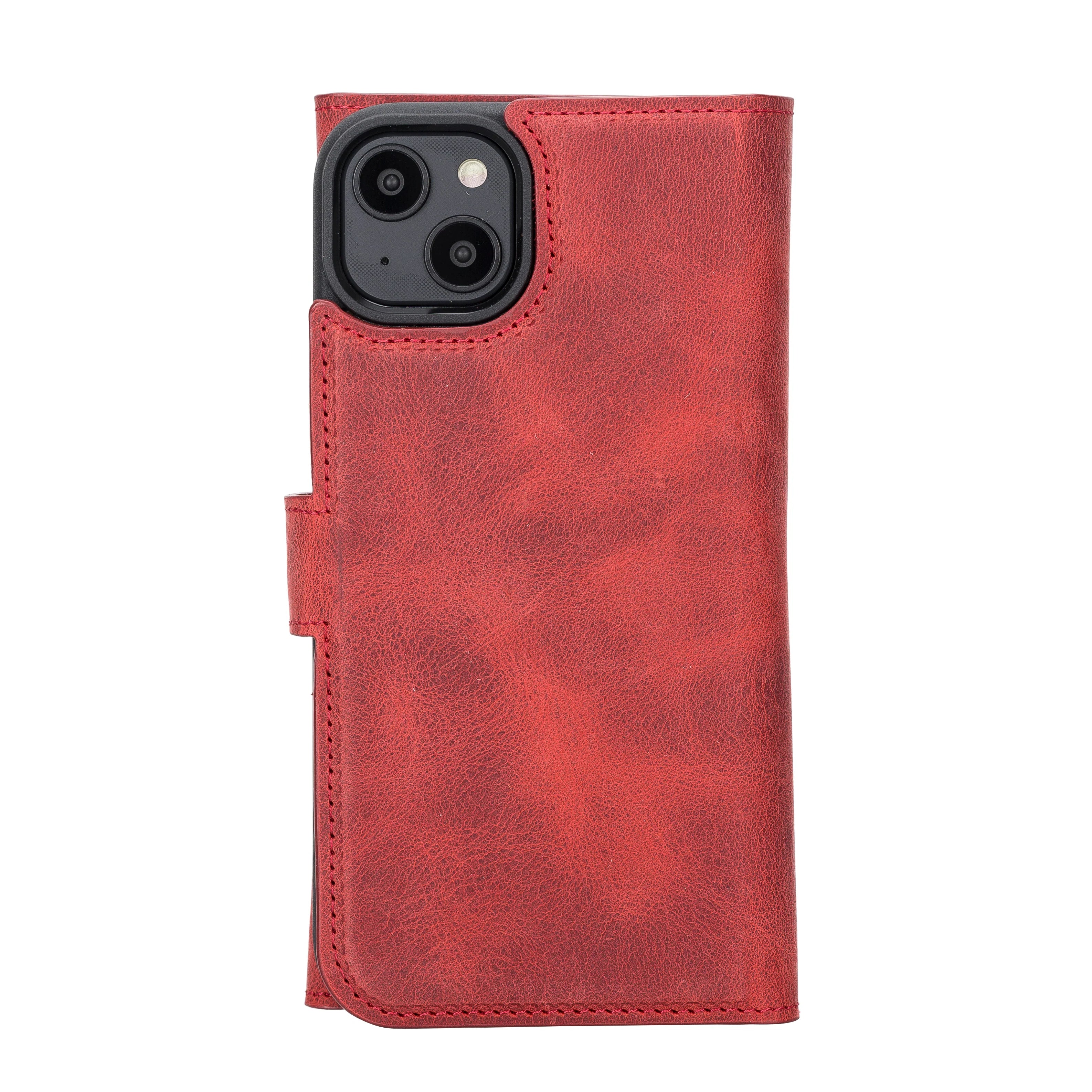 Weihnachtsmann iPhone 14 Plus Leder-Brieftaschenhülle mit abnehmbarem Verschluss
