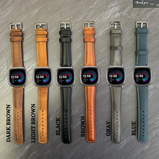 Klassische Lederarmbänder für Fitbit Versa Uhren