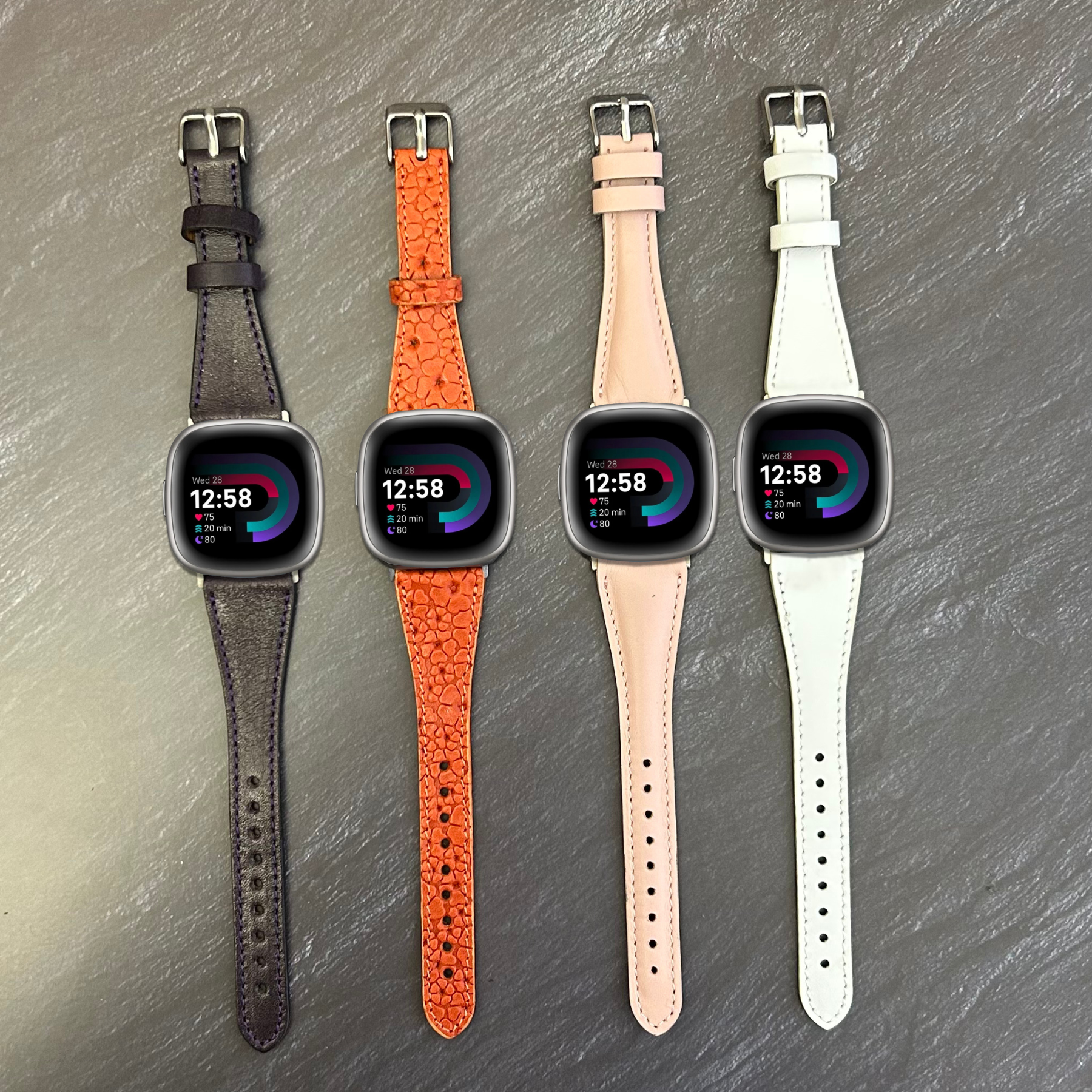 Schmale Lederarmbänder für Fitbit Versa Uhren