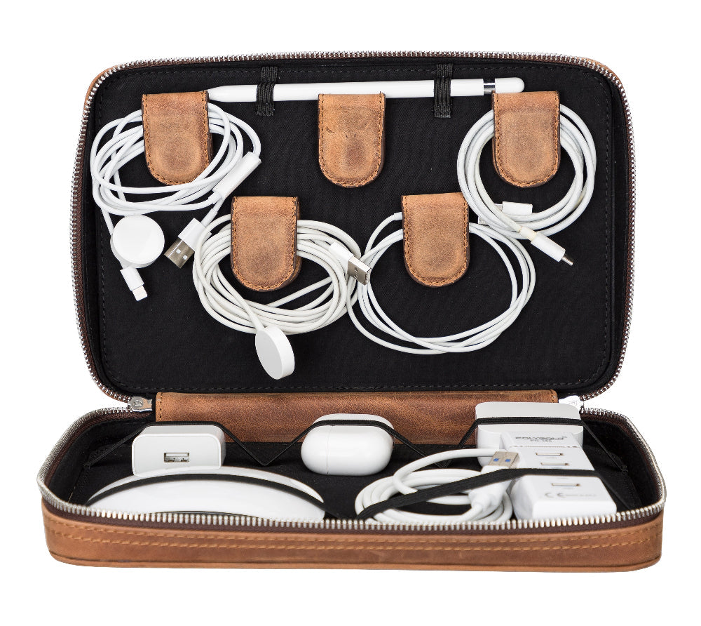 Reisekabelorganizer aus Leder