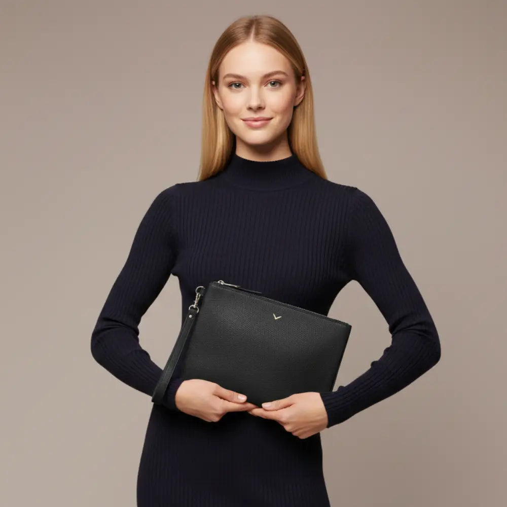 Adorn Genuine Leather Women's Wristlet Pouch & Clutch Bag