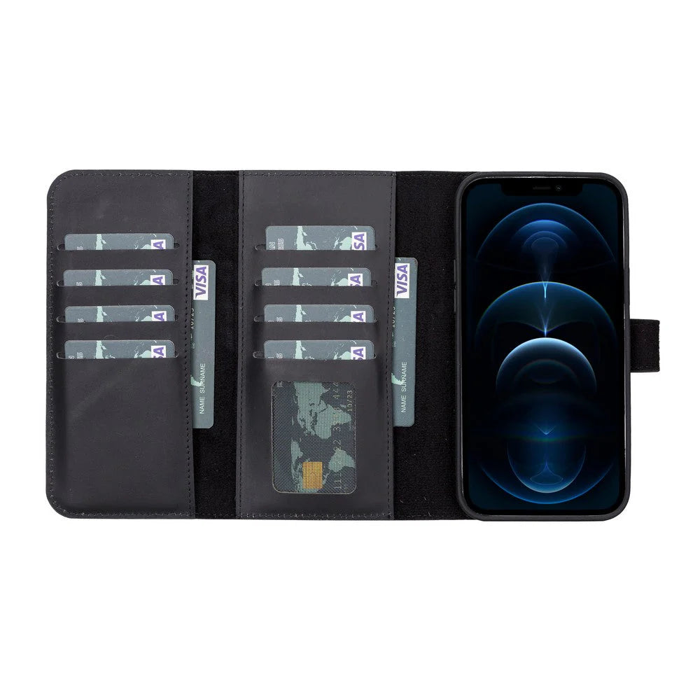 Weihnachtsmann iPhone 13 Pro Max Leder-Hülle mit abnehmbarem Brieftaschenmotiv