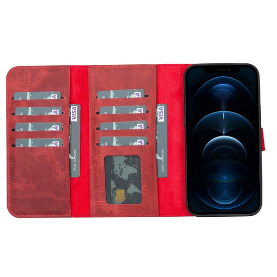 Weihnachtsmann iPhone 13 Pro Max Leder-Hülle mit abnehmbarem Brieftaschenmotiv