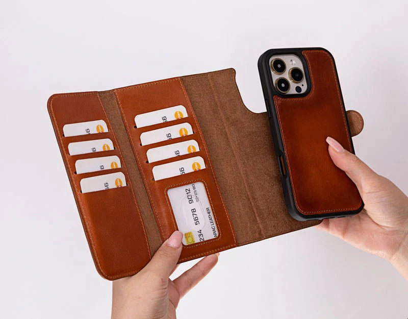 Santa I Phone 16 Pro Leather Detachable Wallet Case