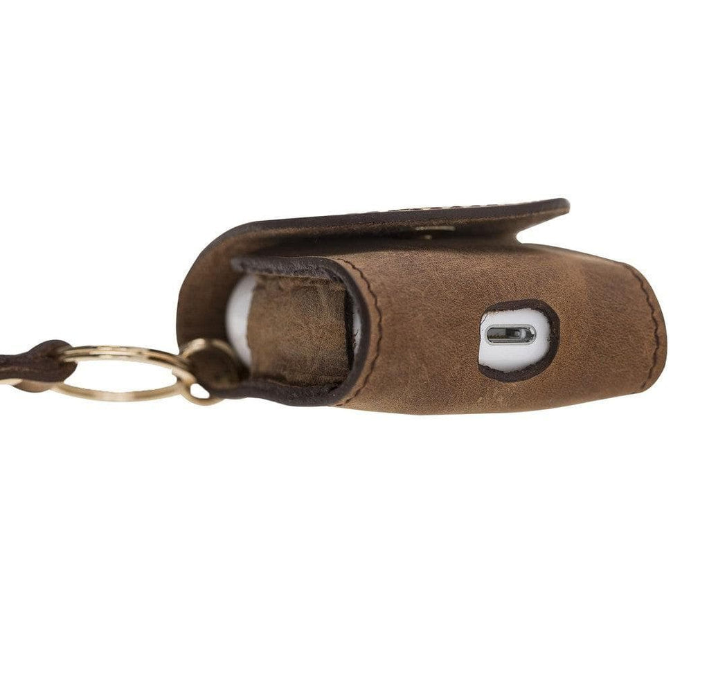 Mai Snap AirPods-Etui (1. und 2. Generation) aus echtem Leder mit Haken