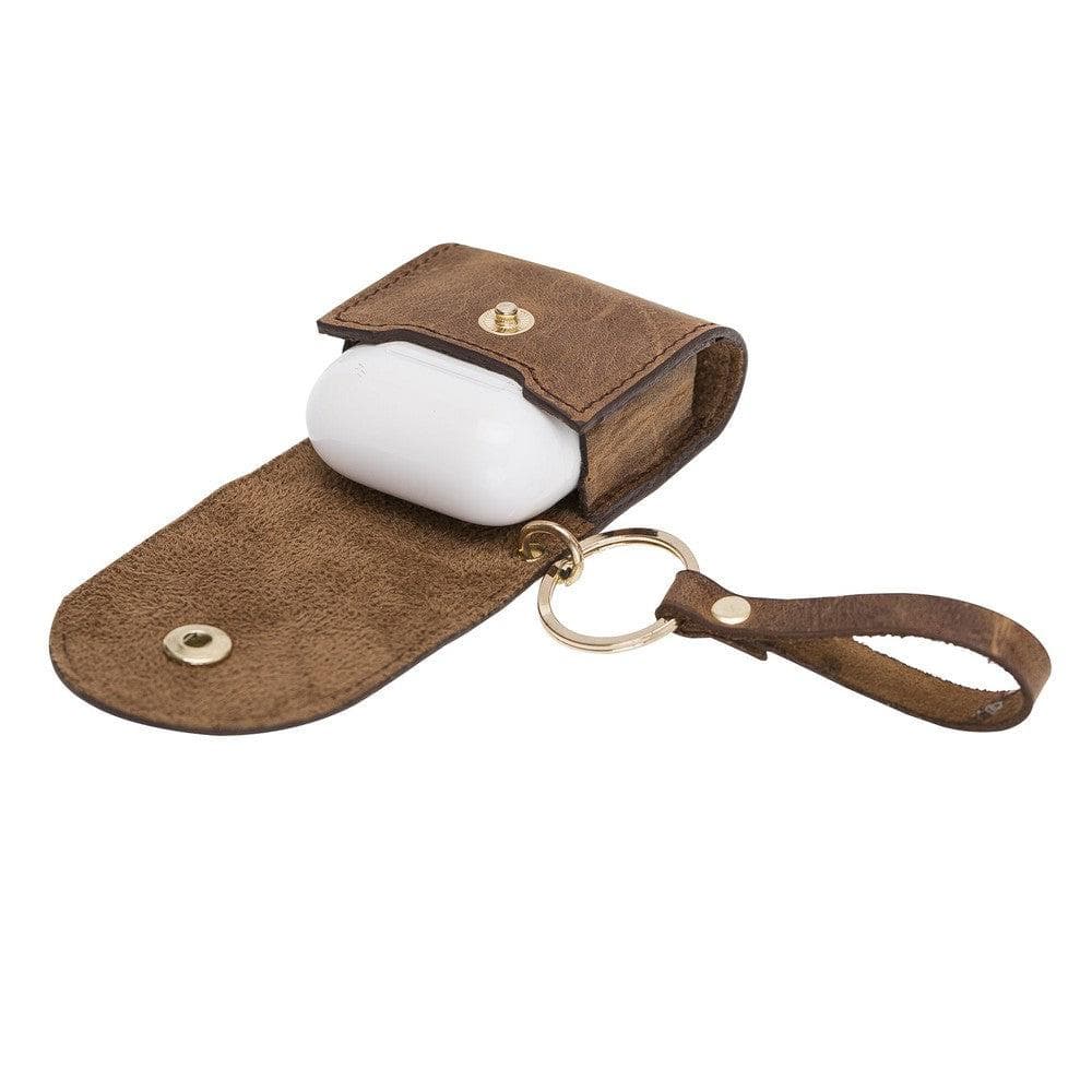 Mai Snap AirPods-Etui (1. und 2. Generation) aus echtem Leder mit Haken