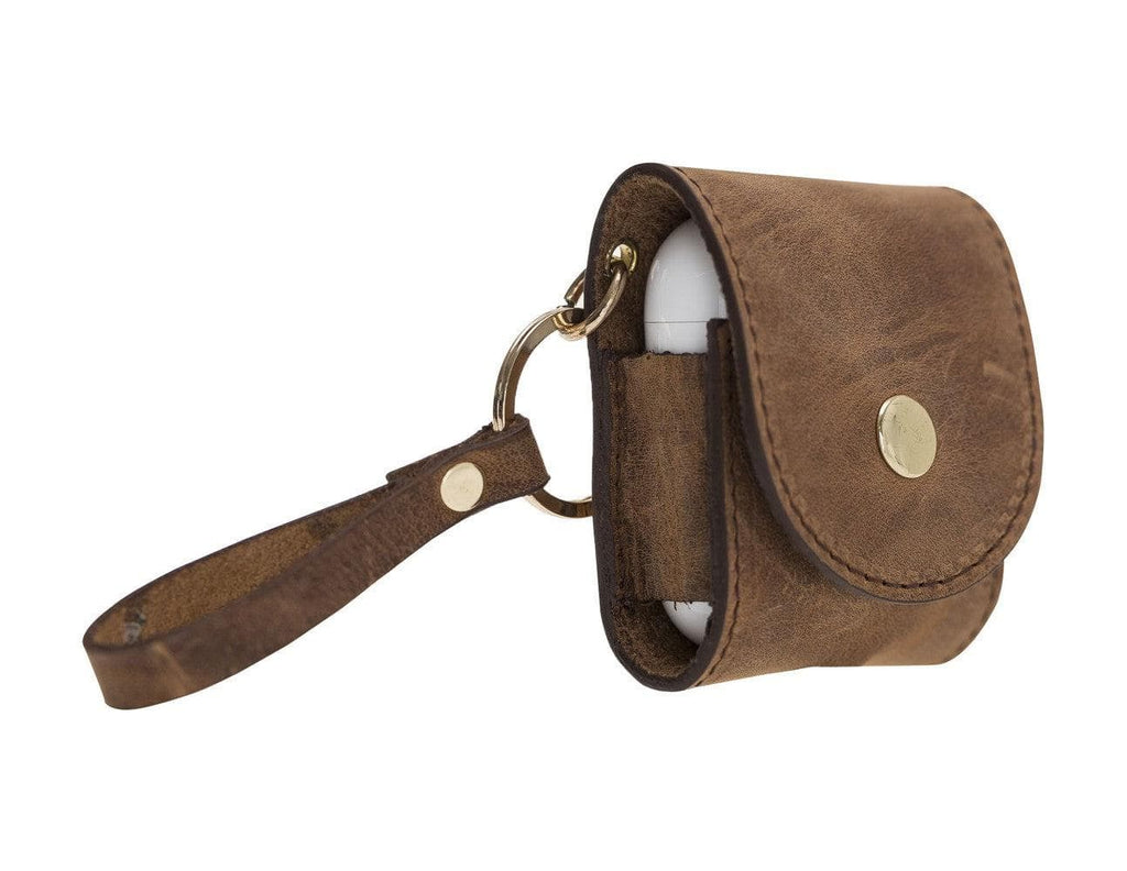 Mai Snap AirPods-Etui (1. und 2. Generation) aus echtem Leder mit Haken