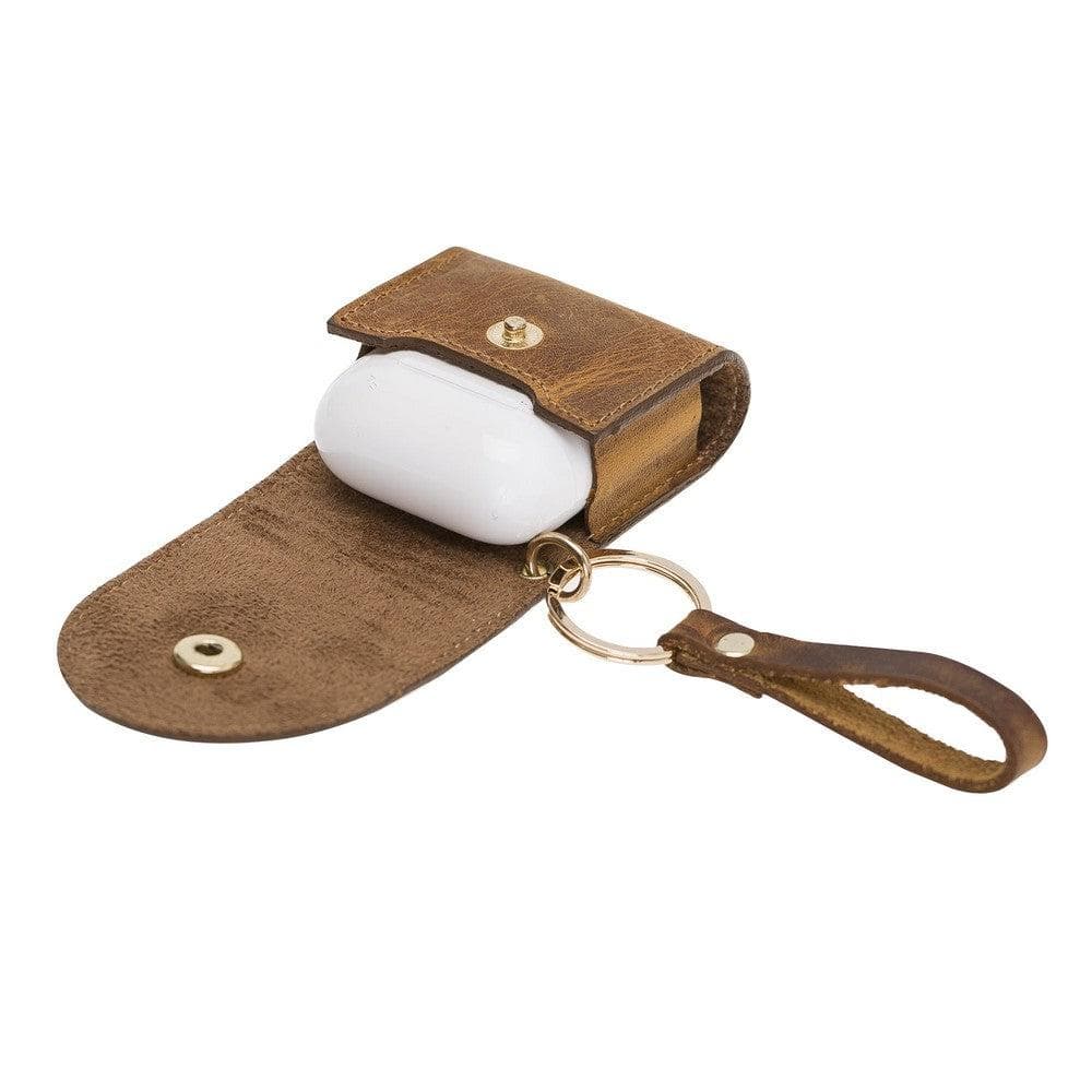 Mai Snap AirPods-Etui (1. und 2. Generation) aus echtem Leder mit Haken