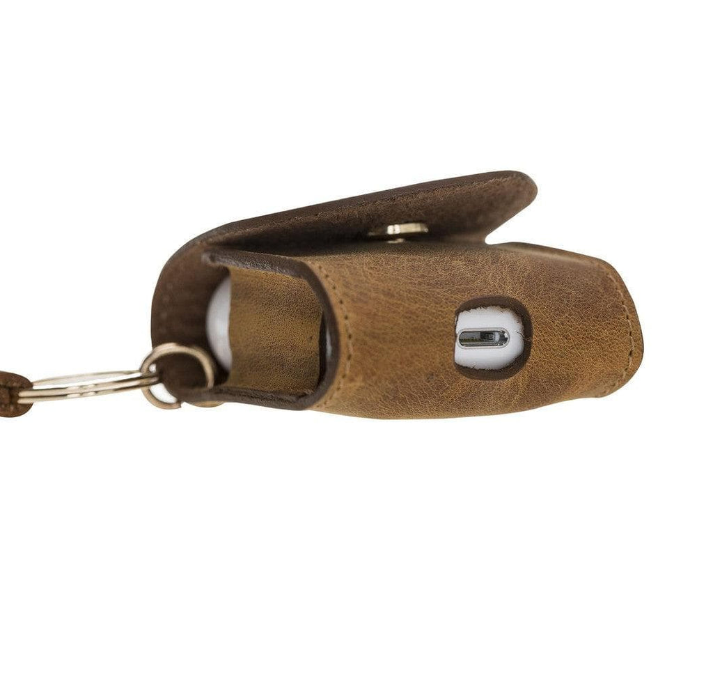 Mai Snap AirPods-Etui (1. und 2. Generation) aus echtem Leder mit Haken