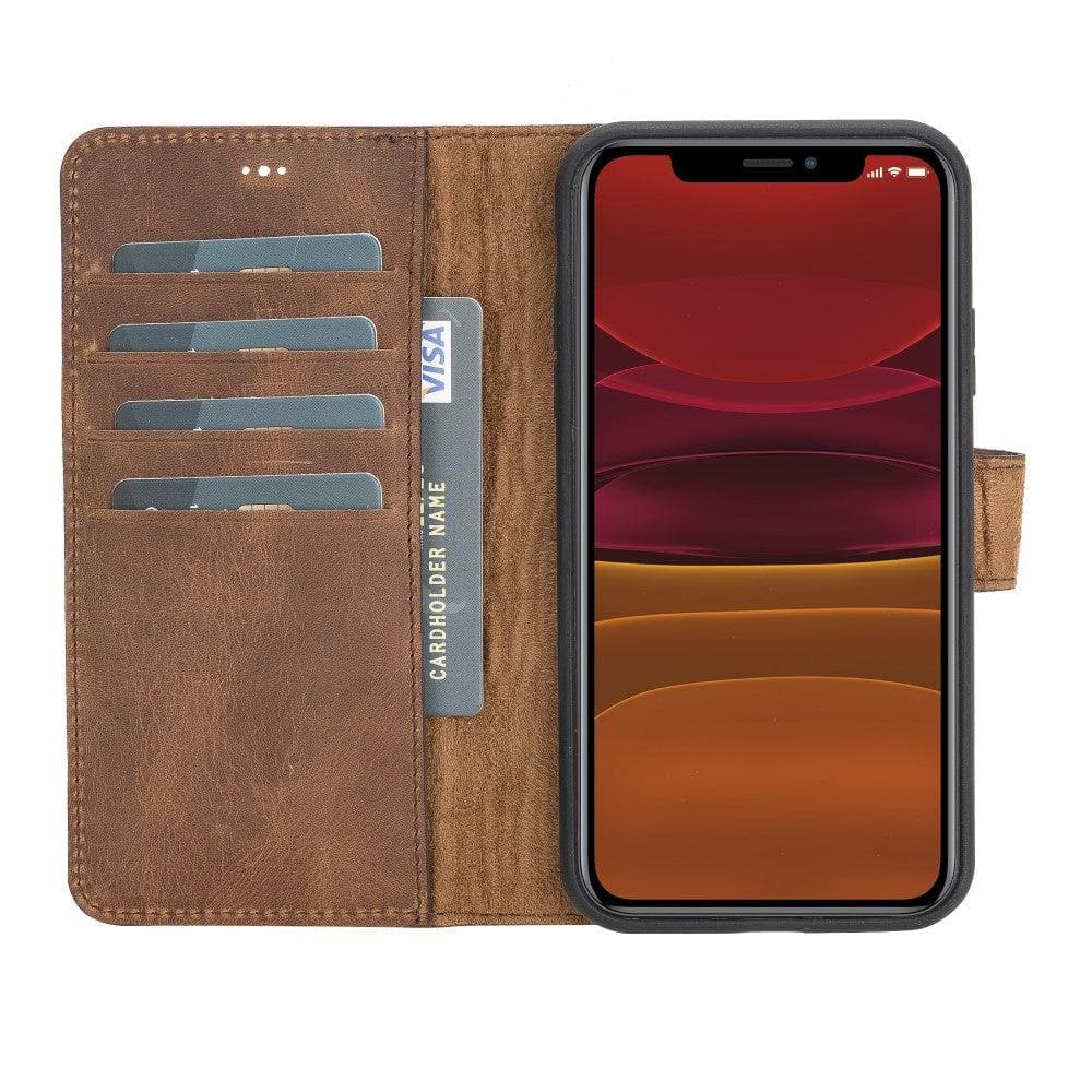 Magic iPhone 11 Serie Abnehmbare Echtleder-Wallet-Hülle - MW
