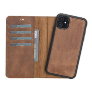 Magic iPhone 11 Serie Abnehmbare Echtleder-Wallet-Hülle - MW