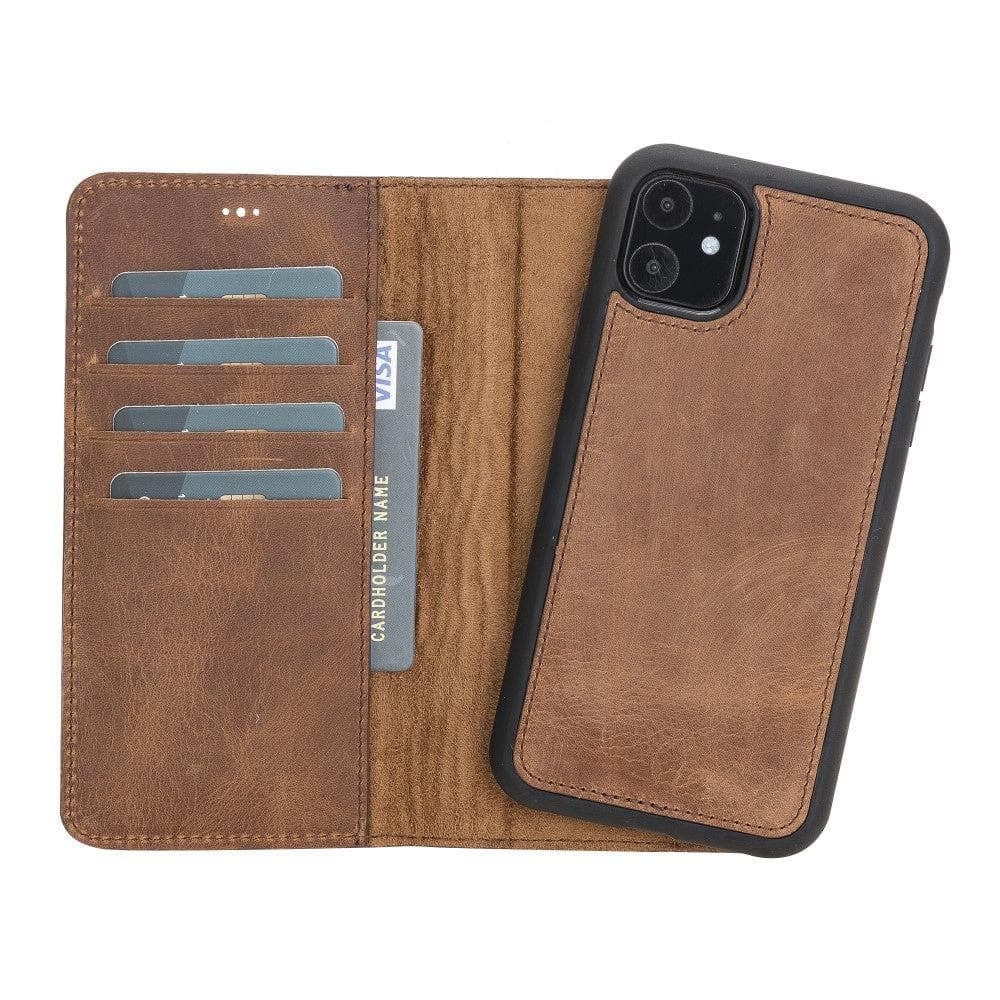 Magic iPhone 11 Serie Abnehmbare Echtleder-Wallet-Hülle - MW