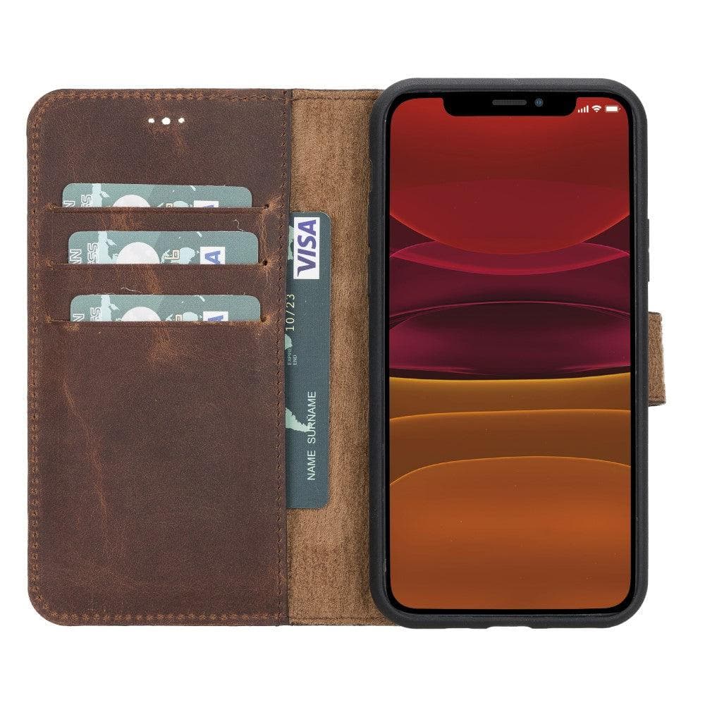 Magic iPhone 11 Serie Abnehmbare Echtleder-Wallet-Hülle - MW