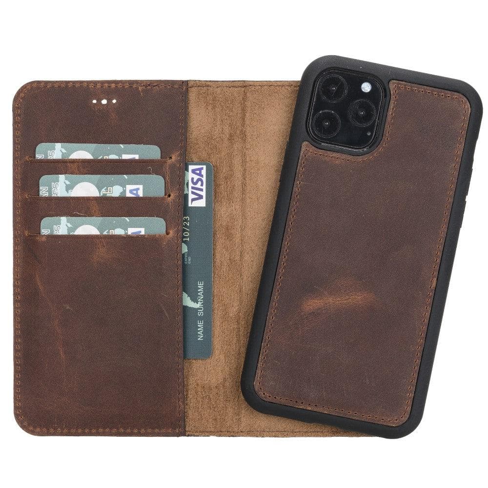 Magic iPhone 11 Serie Abnehmbare Echtleder-Wallet-Hülle - MW