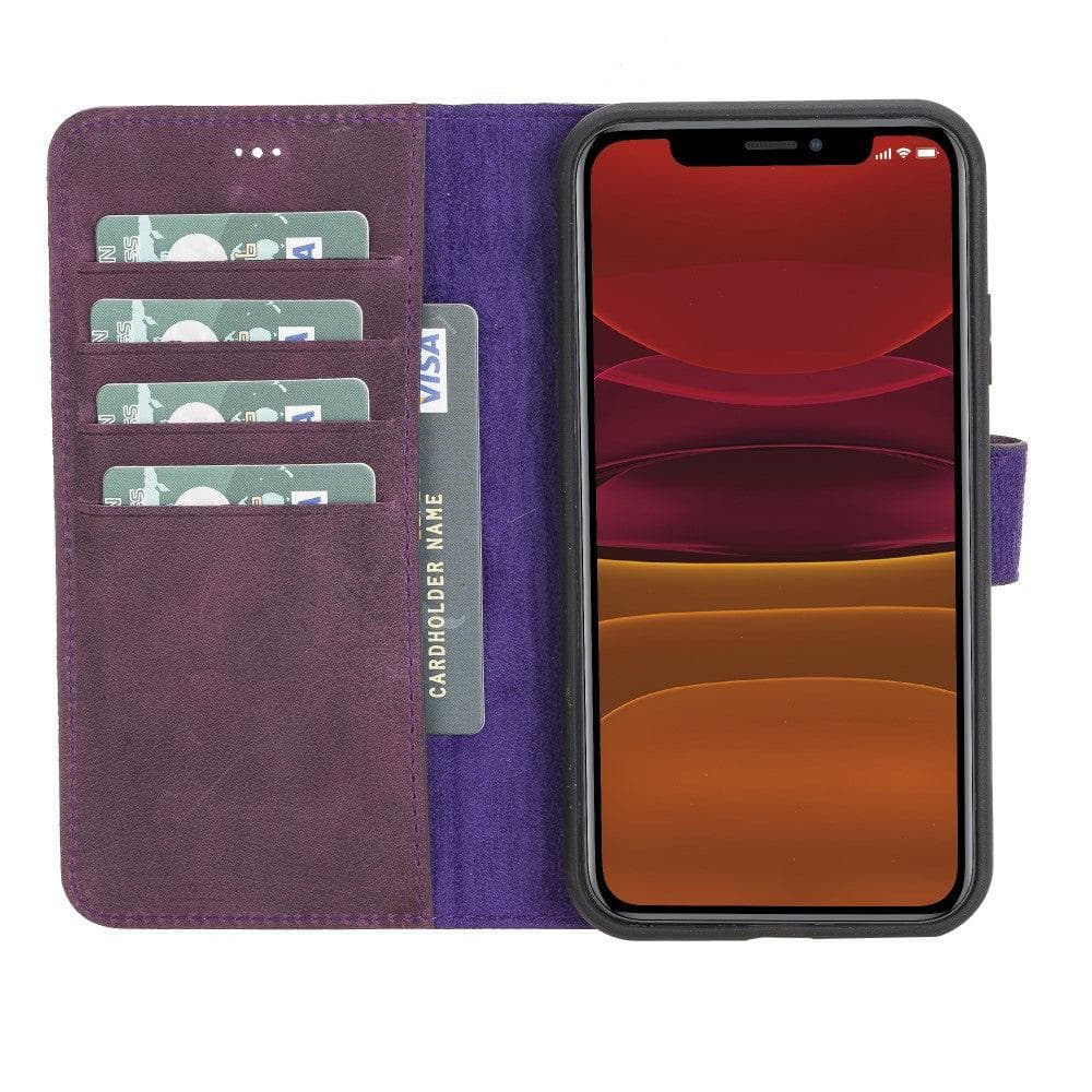 Magic iPhone 11 Serie Abnehmbare Echtleder-Wallet-Hülle - MW