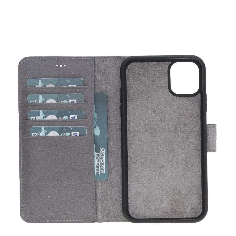 Magic iPhone 11 Serie Abnehmbare Echtleder-Wallet-Hülle - MW