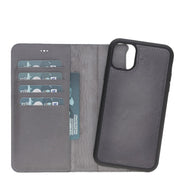 Magic iPhone 11 Serie Abnehmbare Echtleder-Wallet-Hülle - MW