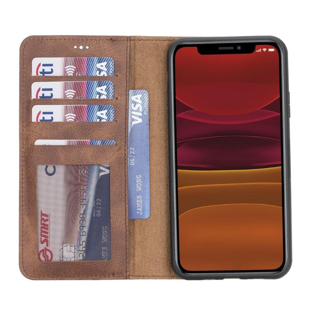 Magic iPhone 11 Serie Abnehmbare Echtleder-Wallet-Hülle - MW