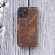 Magic iPhone 12 Serie Abnehmbare Echtleder-Wallet-Hülle - MW