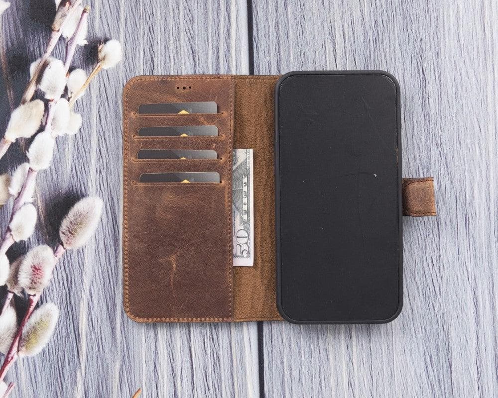Magic iPhone 12 Serie Abnehmbare Echtleder-Wallet-Hülle - MW