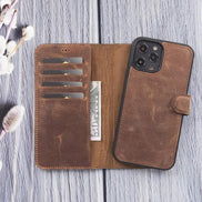 Magic iPhone 12 Serie Abnehmbare Echtleder-Wallet-Hülle - MW